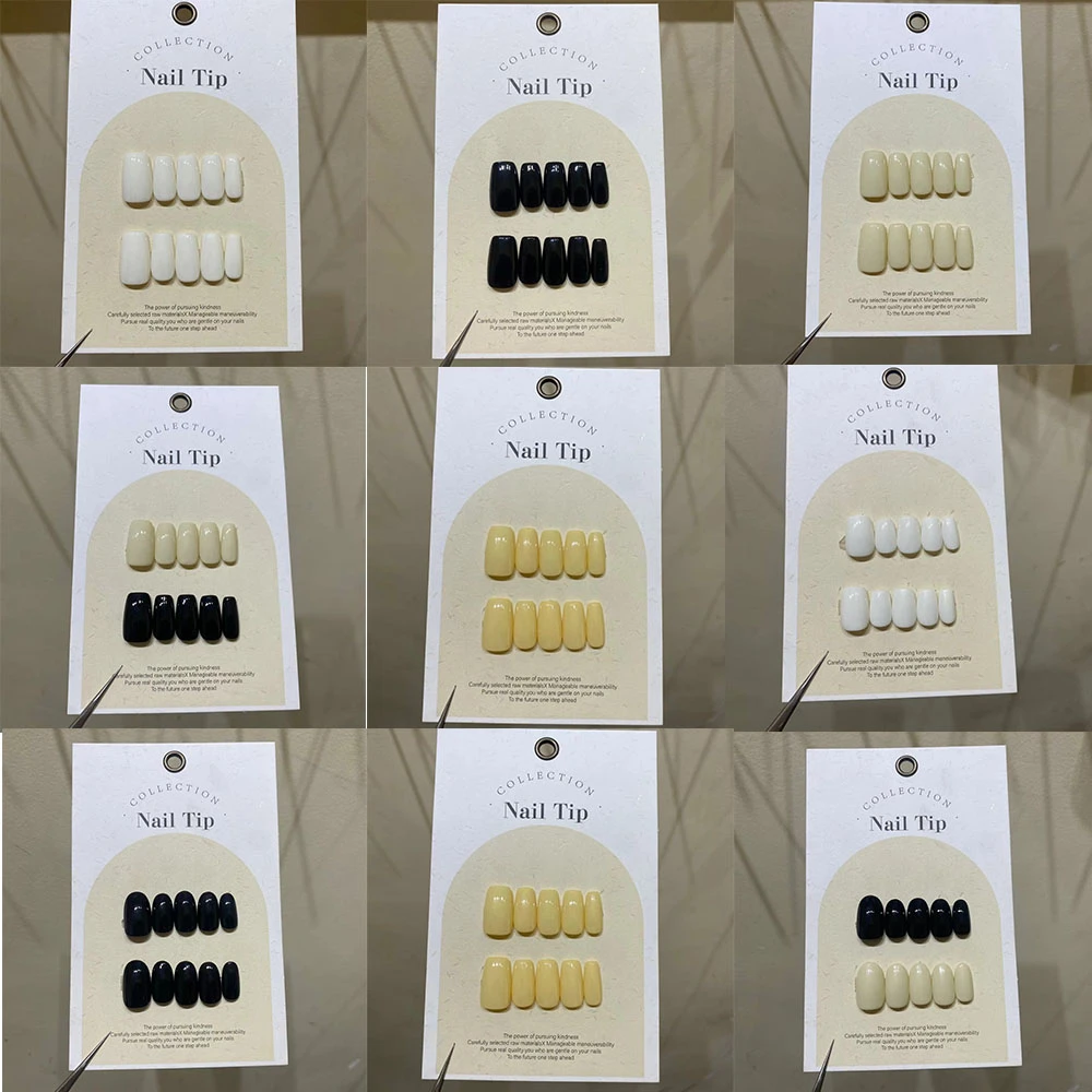 纯手工制作穿戴甲高级感十足小众日常黑白配裸色镜面瓷白学生美甲