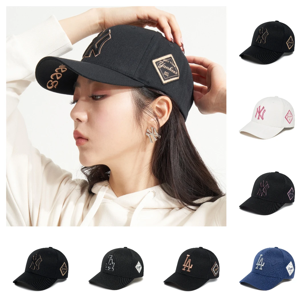 韩国MLB专柜正品钻石方标刺绣标硬顶棒球帽【质保正品】男女CP85