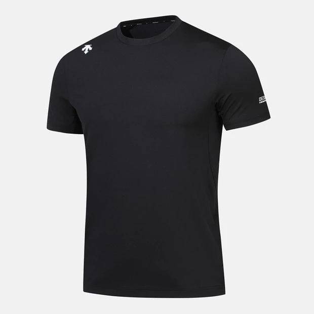 DESCENTE/迪桑特男女同款修身运动透气圆领短袖黑色春夏户外TTS11