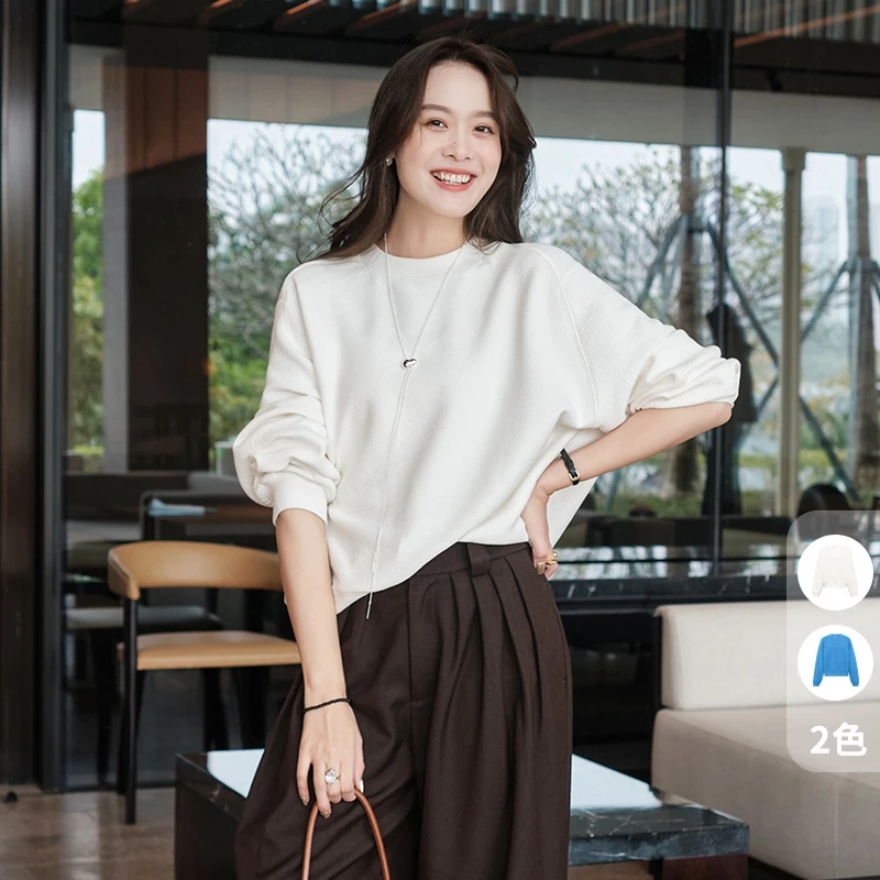 【现货】美洋MEIYANG转角咖啡卫衣立体褶皱肌理|圆领长袖 百搭 上衣