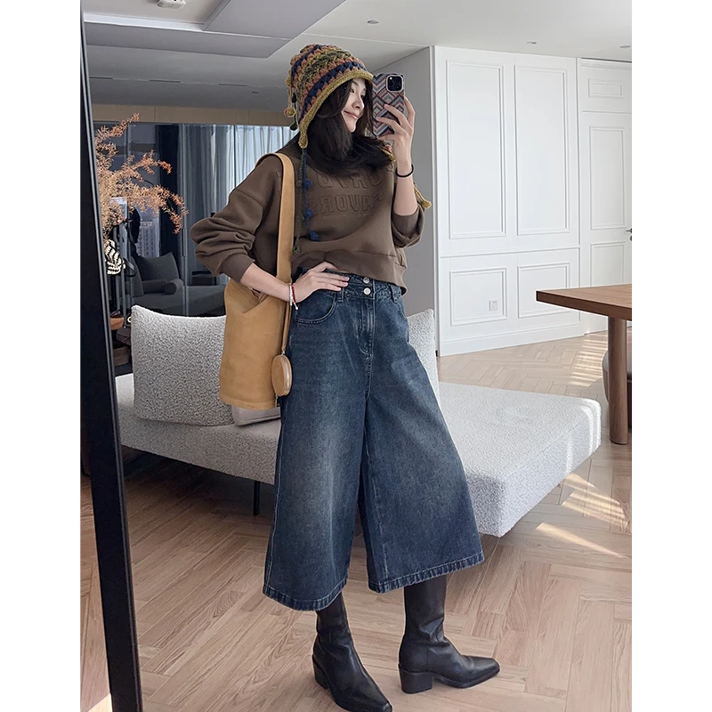 【现货】美洋MEIYANG拉风牛仔裤帅气【70系列】_复古A字阔腿 七分裙裤