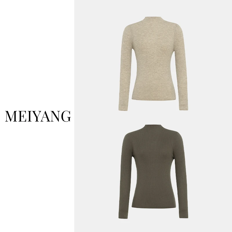 美洋MEIYANG胶囊羊毛打底衫可机洗48支精纺|堆堆高领修身针织