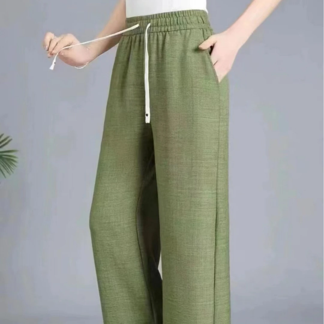 【断码清仓】夏季薄款休闲九分裤中老年女裤垂感抽绳显瘦直筒阔腿裤
