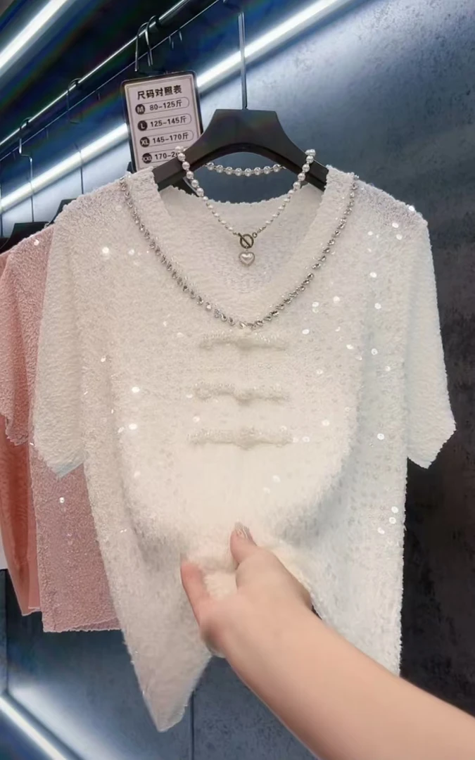 【定制大码女装80-200斤】新中式国风水光珠片轻奢显瘦洋气上衣1919