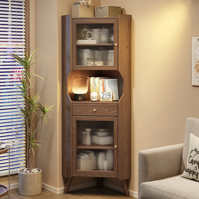 全实木角柜客厅复古三角柜置物架墙角收纳柜餐厅角落柜书房转角柜