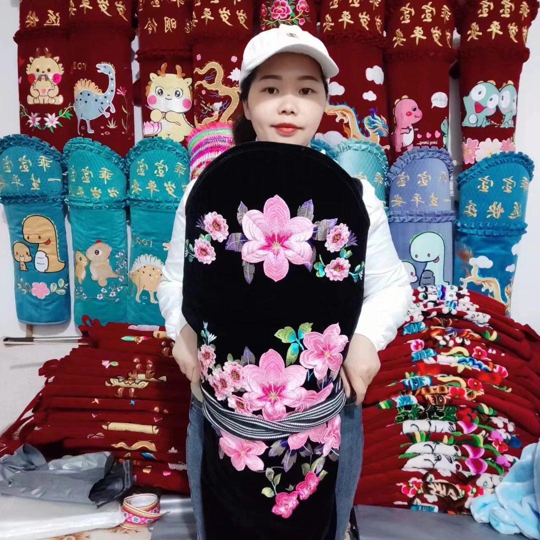 云南民族背带宝宝外出婴儿新款传统刺绣传统手工立体水溶花背带