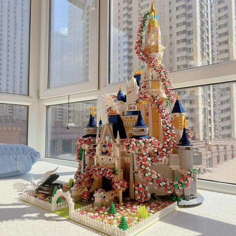樱花迪士尼中国积木城堡玩具拼装高难度微颗粒益智生日礼物女孩
