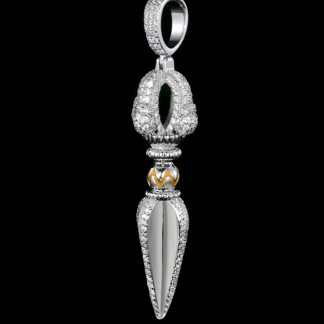 铜合金锆石吊坠 YBSJewelry新款降魔杵吊坠满钻雕花工艺珐琅彩绘