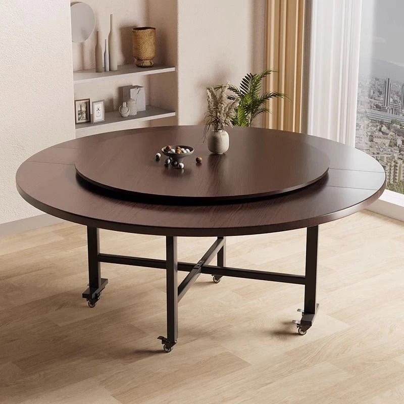 玫瑰依9折叠圆餐桌家用客厅餐桌折叠圆形桌简易酒店可移动吃 饭桌