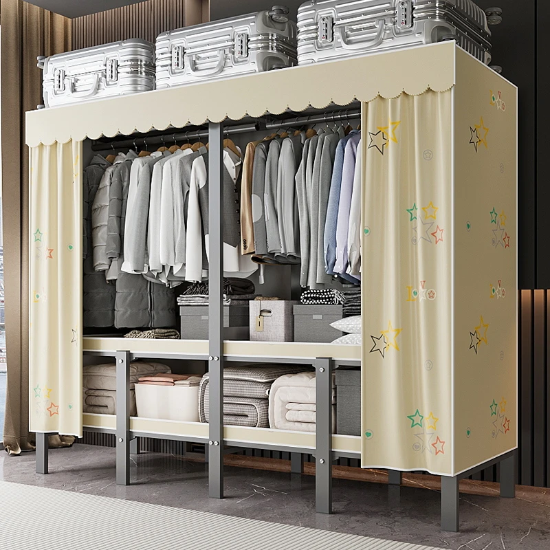 玫瑰依9免安装衣柜大容量卧室折叠耐用衣橱全钢折叠衣柜加厚加粗