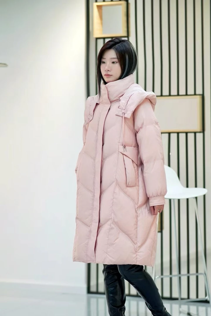 2024冬季韩版设计师款宽松保暖长款羽绒服外套