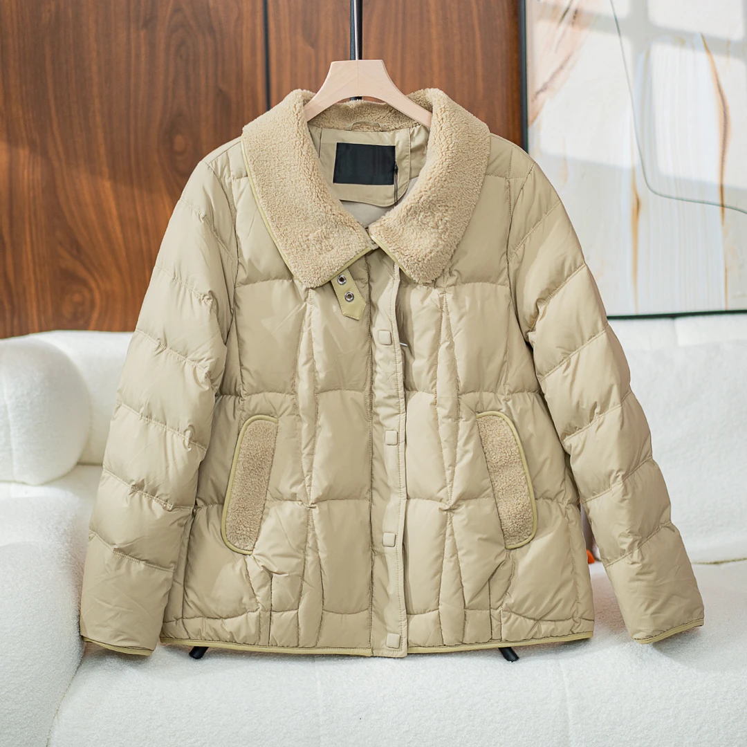 2024冬季新款气质翻领白鸭绒羽绒服外套1314