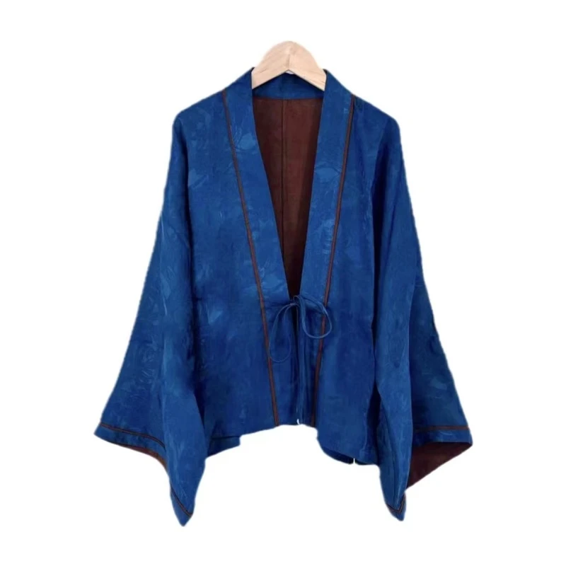 逍遥游  双面双穿设计师新款新中式汉元素莨纱花罗对襟外套