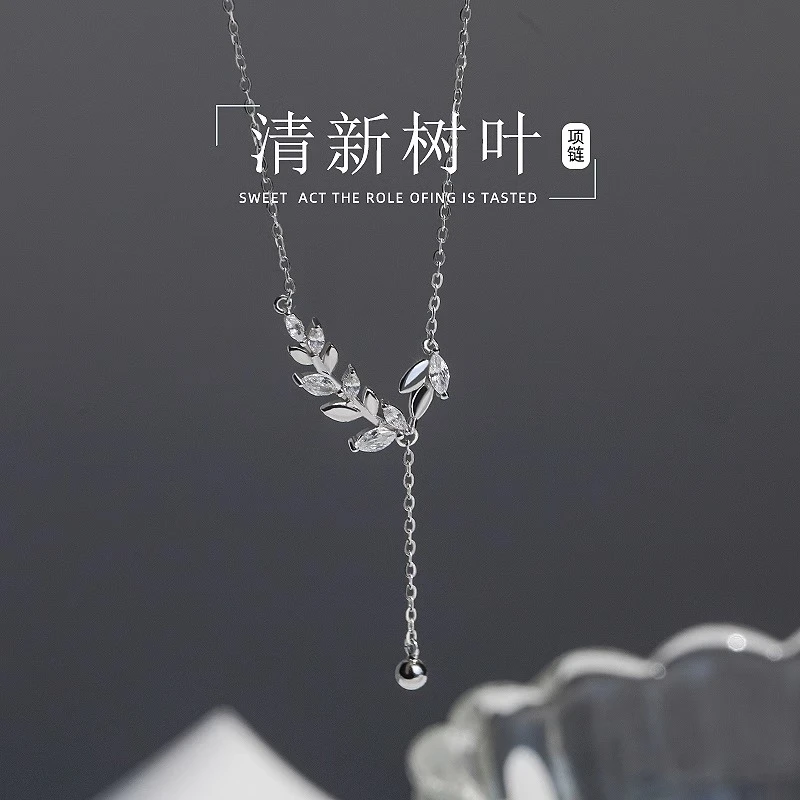 吊坠925银 周大福新 闪钻麦穗项链女款颈链高级感锁骨链送女友