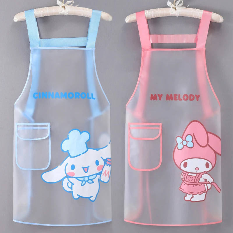 防水围裙时尚可爱男女年轻情侣卡通免洗围裙家用做饭防油透明围腰