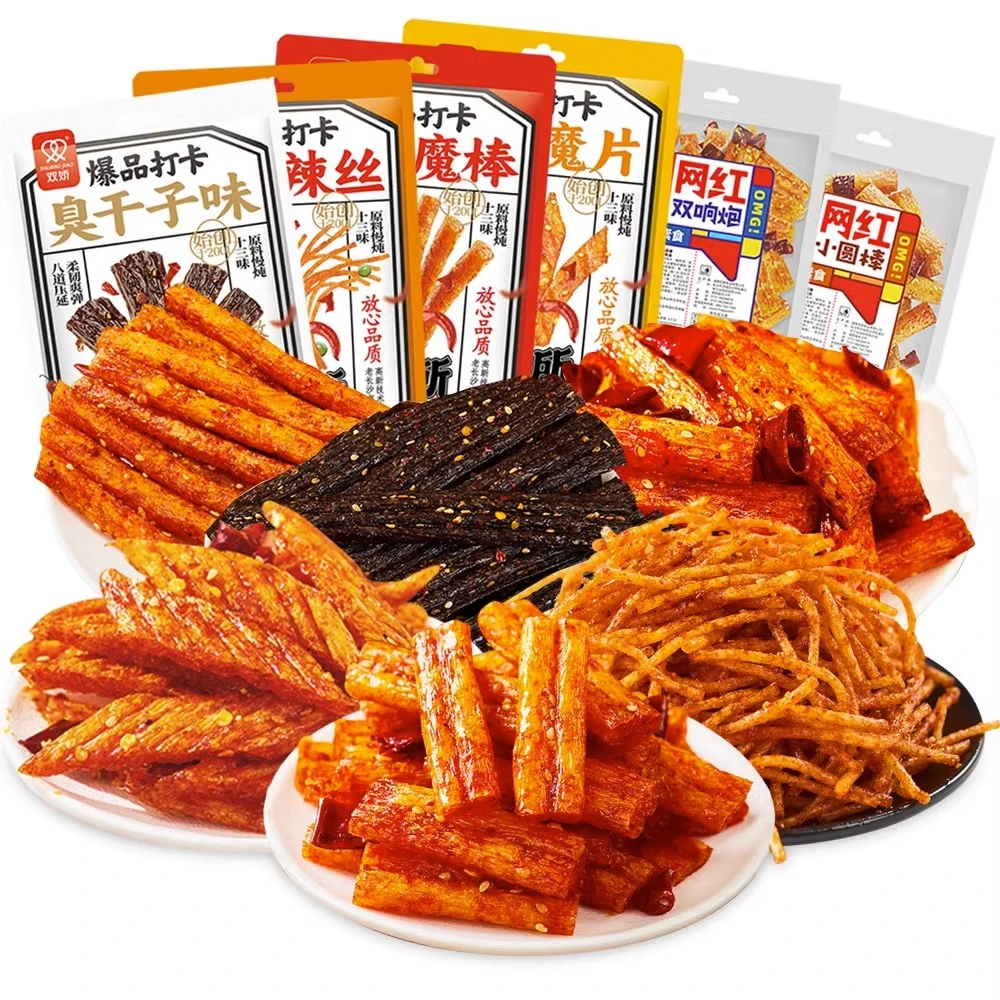 双娇湖南臭干子大刀肉儿时麻辣辣条零食大礼包辣丝怀旧解馋食品