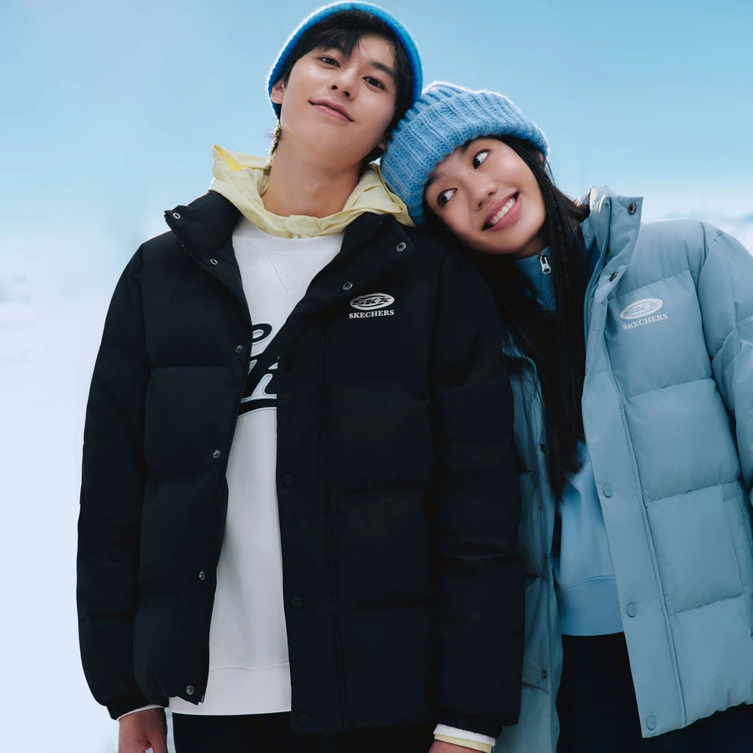 斯凯奇情侣款外套立领冬季短款轻盈面包服P423U026 DB