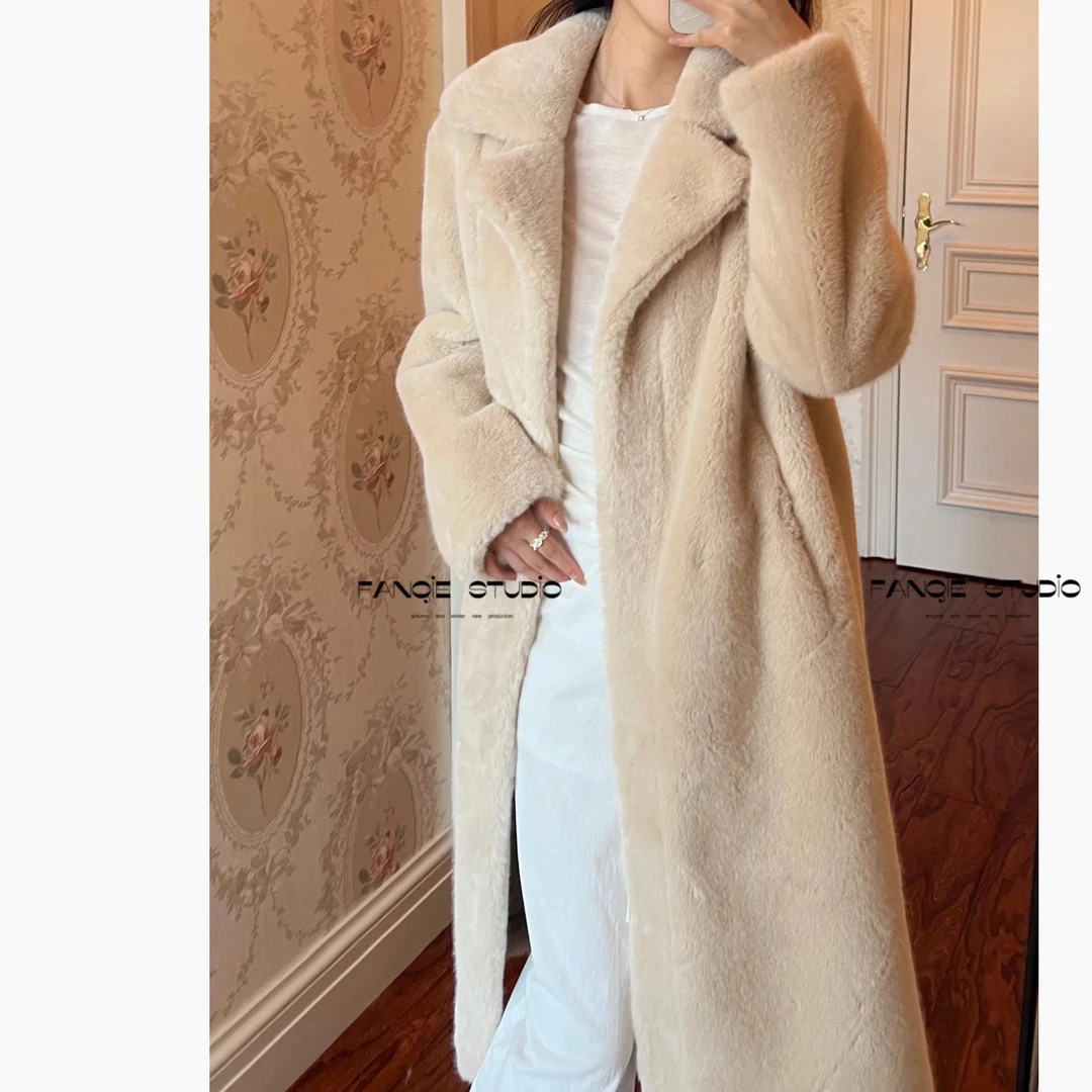 【西服领长款】简约百搭轻奢仿水貂绒长款外套
