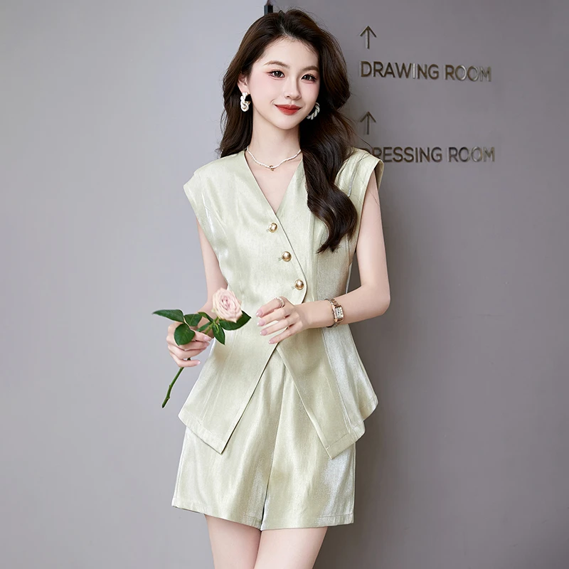 小个子穿搭一整套洋气夏季新款短款时尚简约大方干练百搭两件套裤