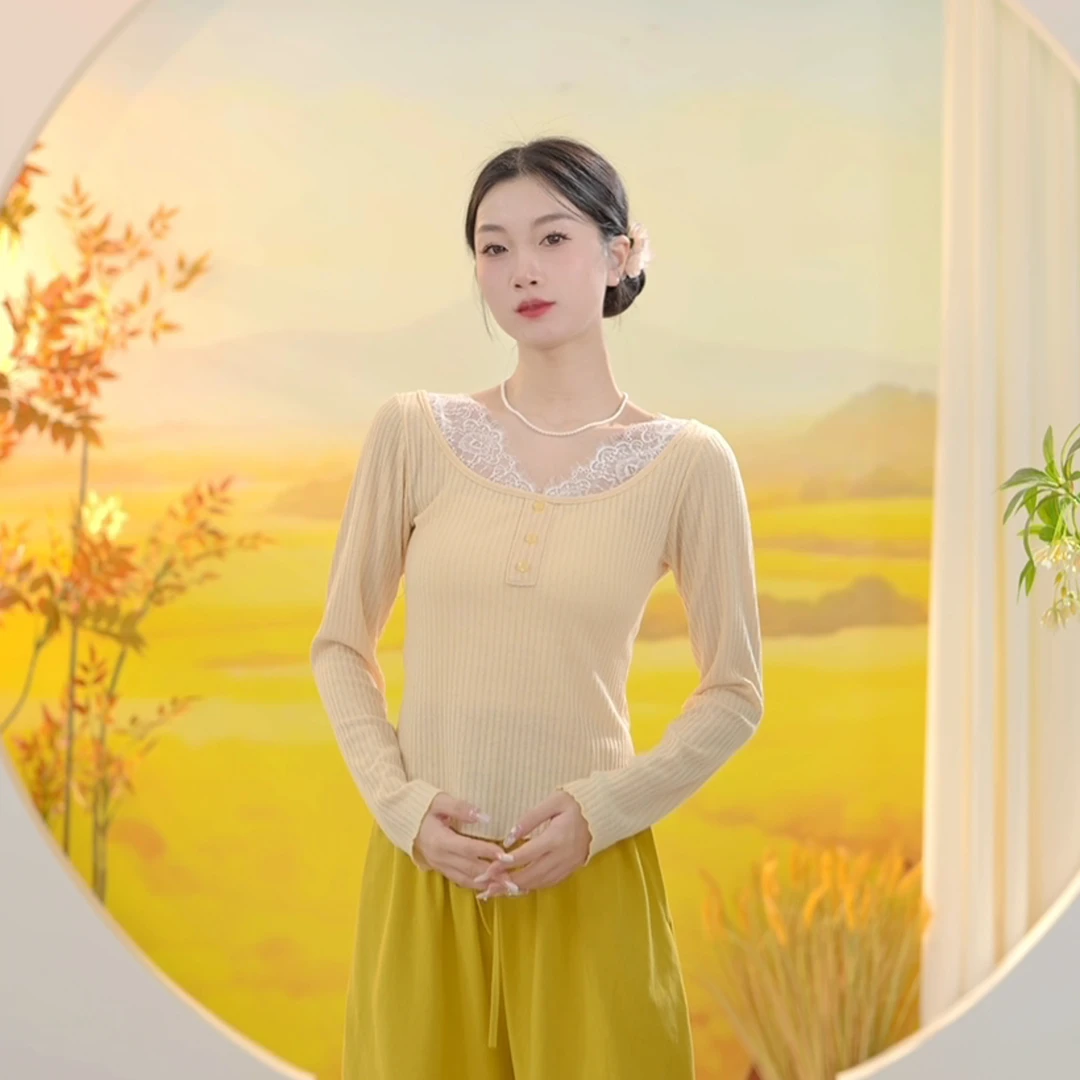 3455 D现代舞蹈服成人女蕾丝拼接上衣练功服专业教师专用遮肉显瘦