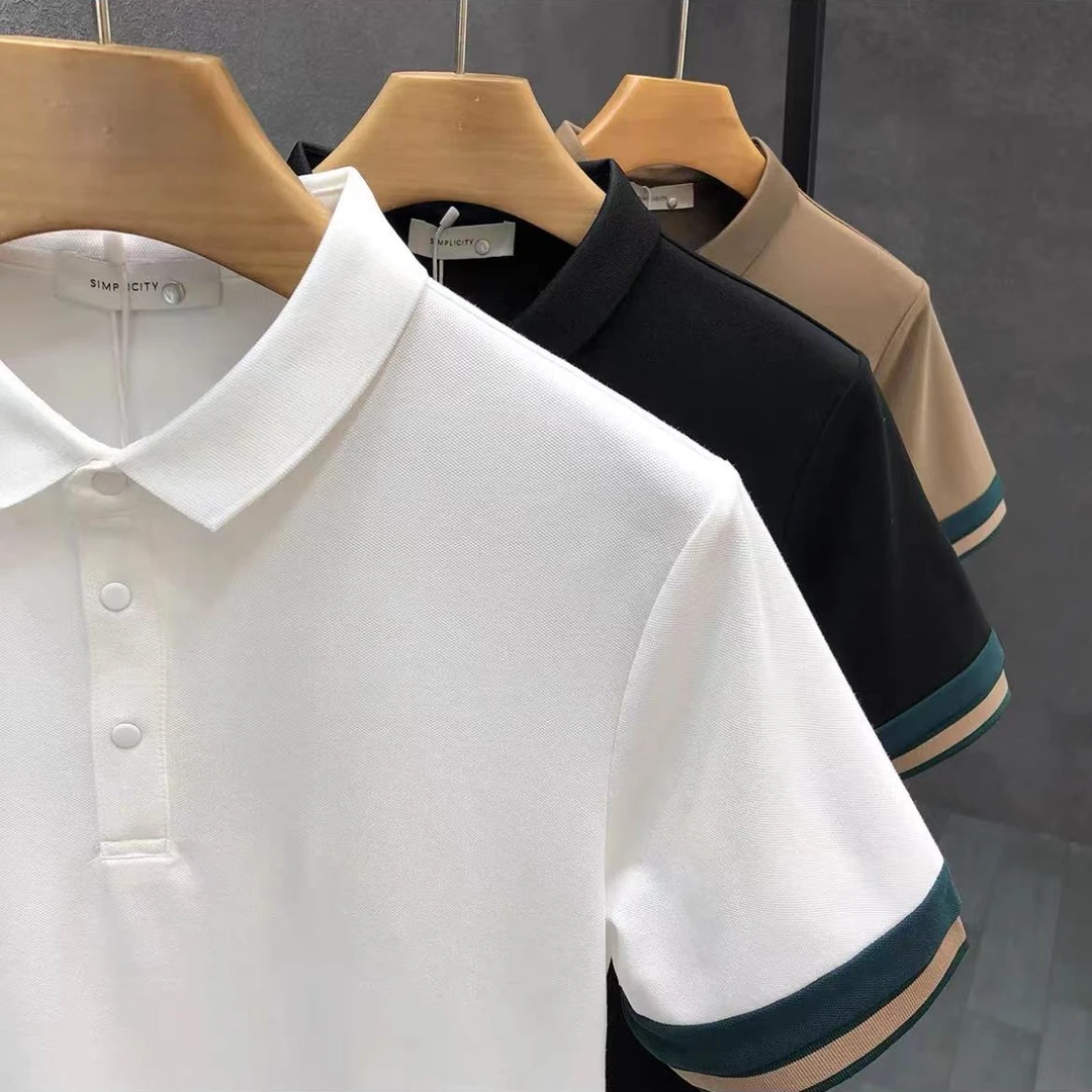 t恤上衣男士男装polo休闲夏季修身轻奢百搭透气半袖纯色韩版