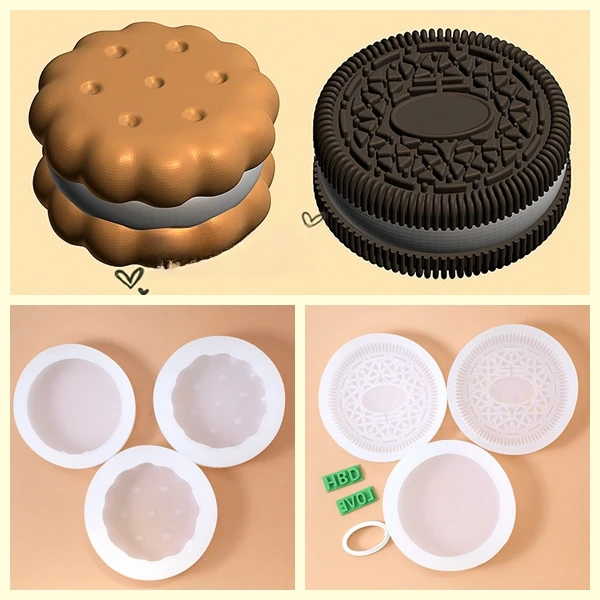 包邮创意可爱网红圆形夹心小饼干  慕斯生日蛋糕烘焙硅胶模具