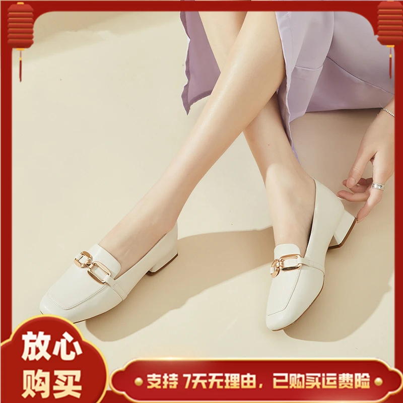 达芙妮法式女鞋春夏新款乐福鞋简约风百搭鞋子气质优雅浅口鞋单鞋