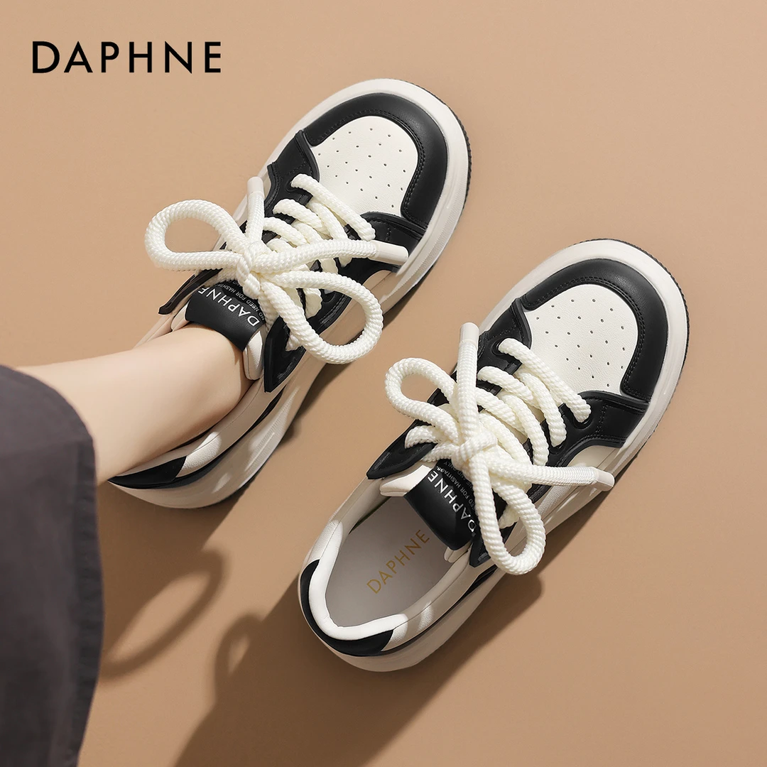 达芙妮黑白熊猫鞋子女鞋2024新款百搭小白鞋超火爆款休闲增高板鞋