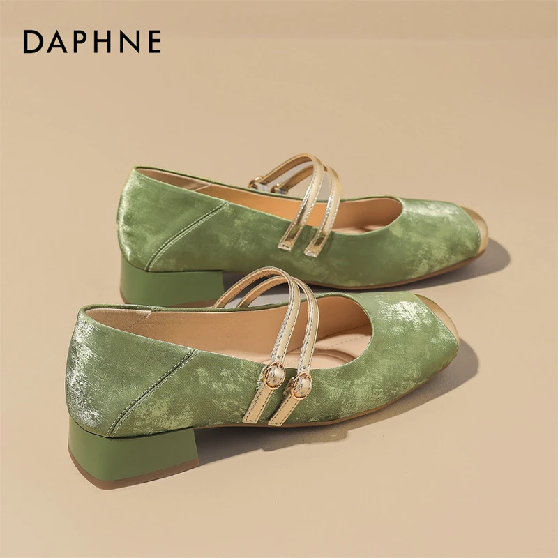 达芙妮方头玛丽珍鞋女2025秋季新款配裙子新中式国风低跟浅口单鞋