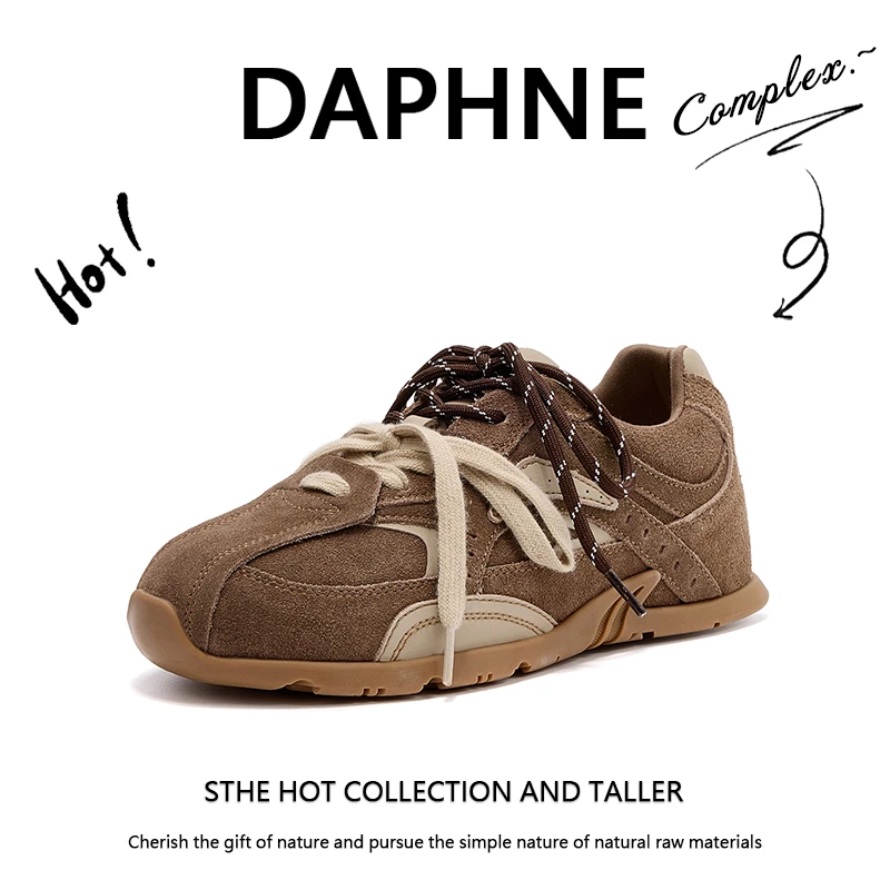 达芙妮透气阿甘鞋女2025秋冬新款美式小众拼色系带舒适防滑休闲鞋