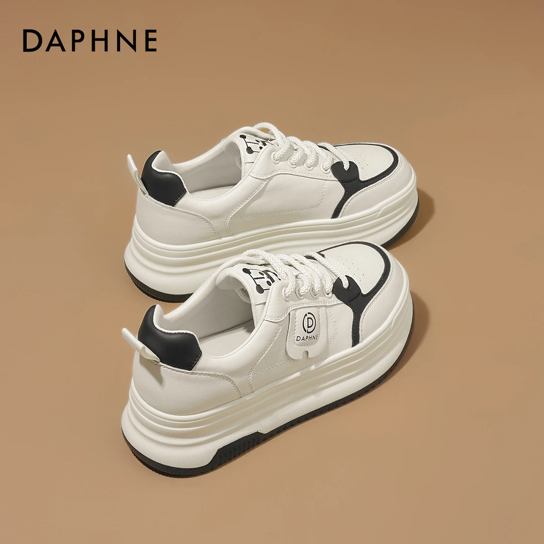 达芙妮厚底休闲鞋女2024新款春秋季时尚百搭熊猫鞋板鞋平底小白鞋