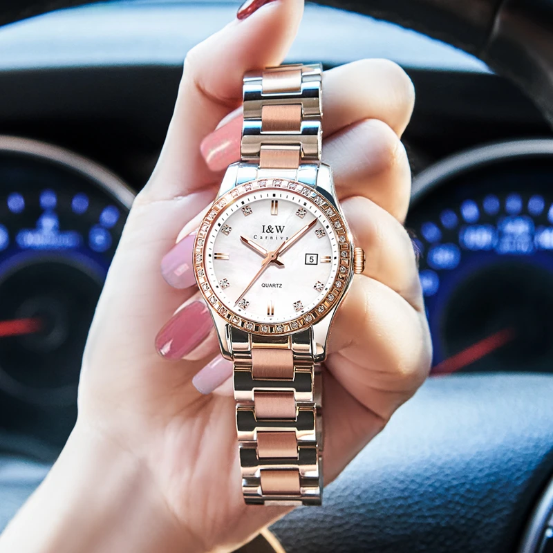 【进口机芯】正品I&W爱沃驰手表高档女士防水时尚百搭女款手表8538