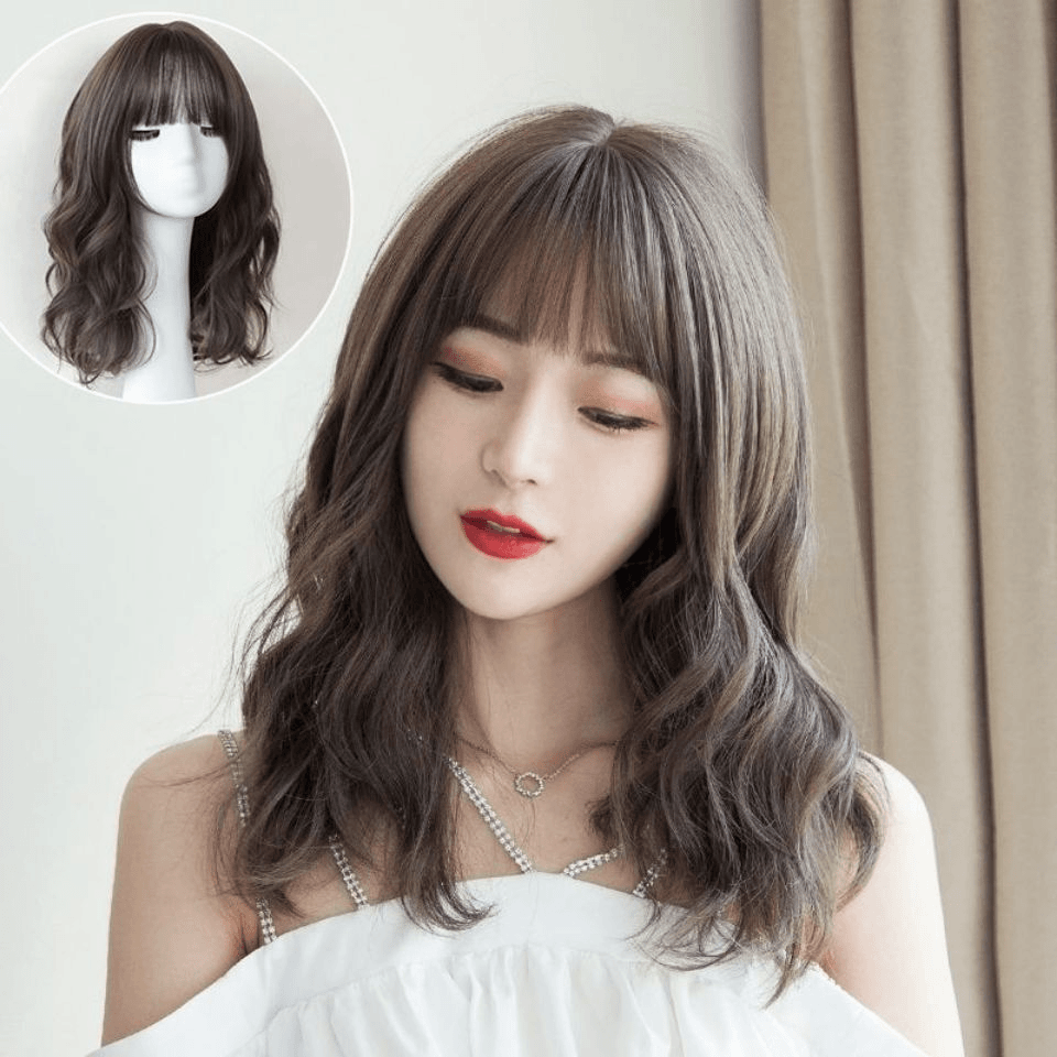 假发女短发水波纹卷网红自然时尚假发齐肩全头套逼真整顶假发套