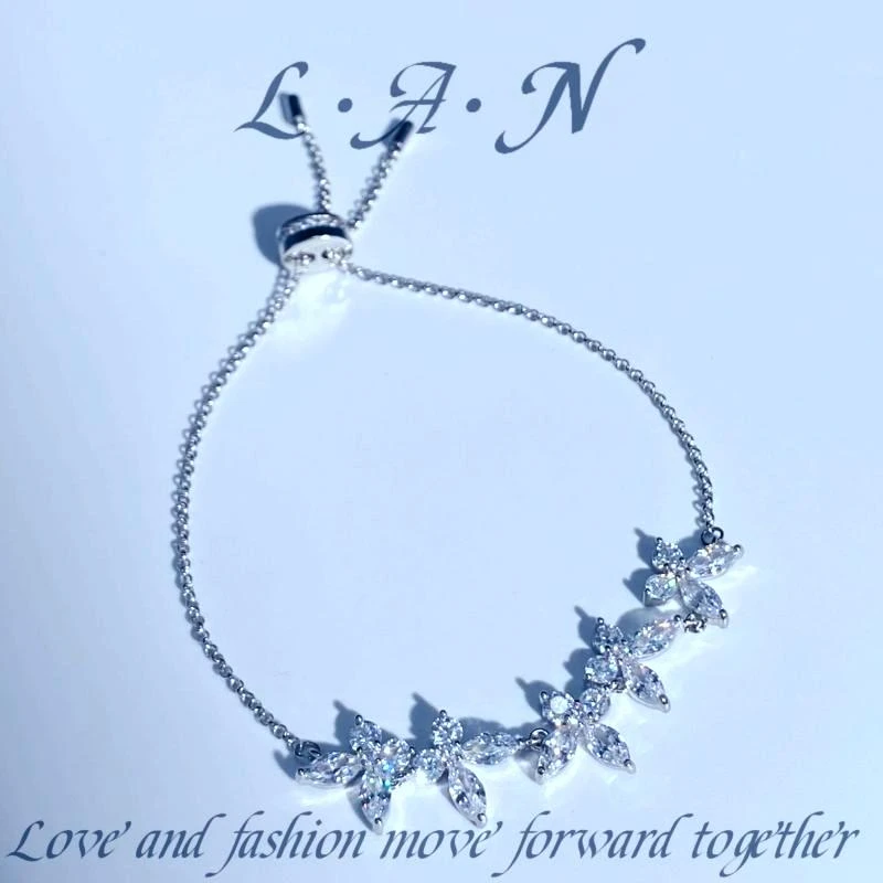 铜合金合成锆石手链 高级轻奢【蝶影重重】满镶时尚气质闪烁ins手链