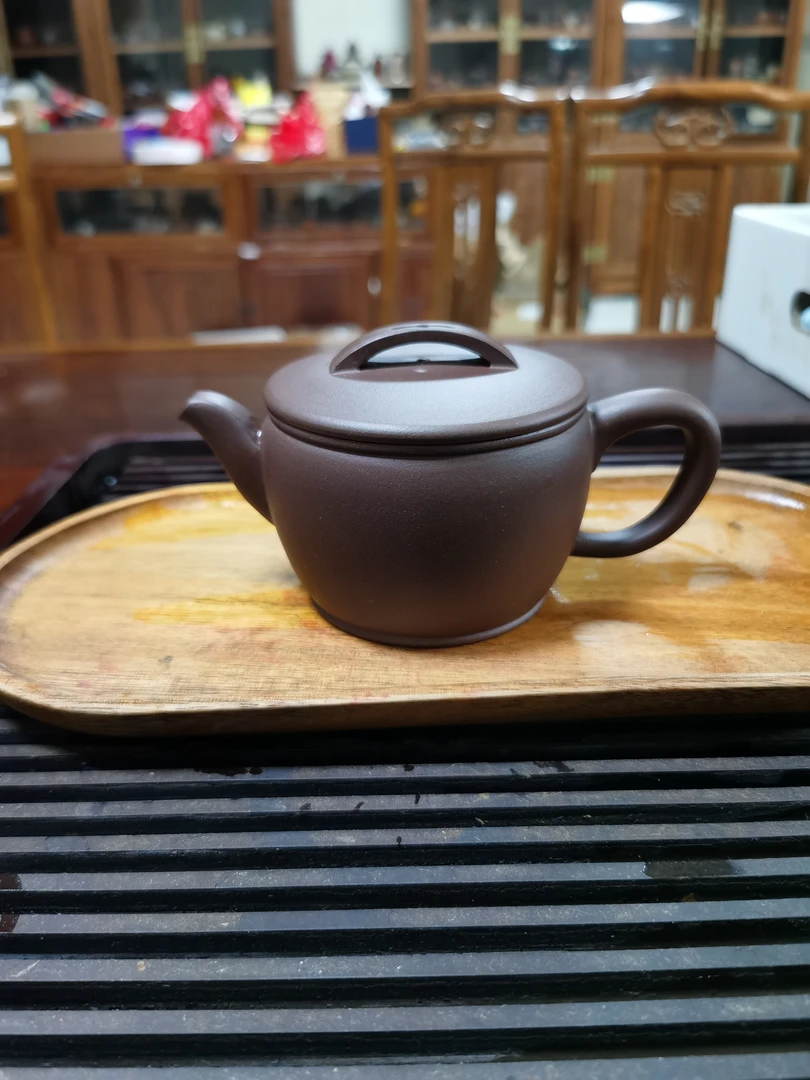 汉瓦壶老紫泥半手工作品牛盖汉瓦壶手制紫砂壶茶壶圆壶泥壶茶具