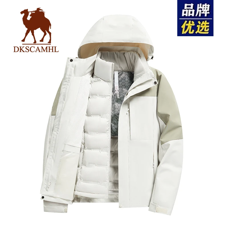 得克萨骆驼冲锋衣外套男女秋冬2024新款户外三合一加厚情侣羽绒服