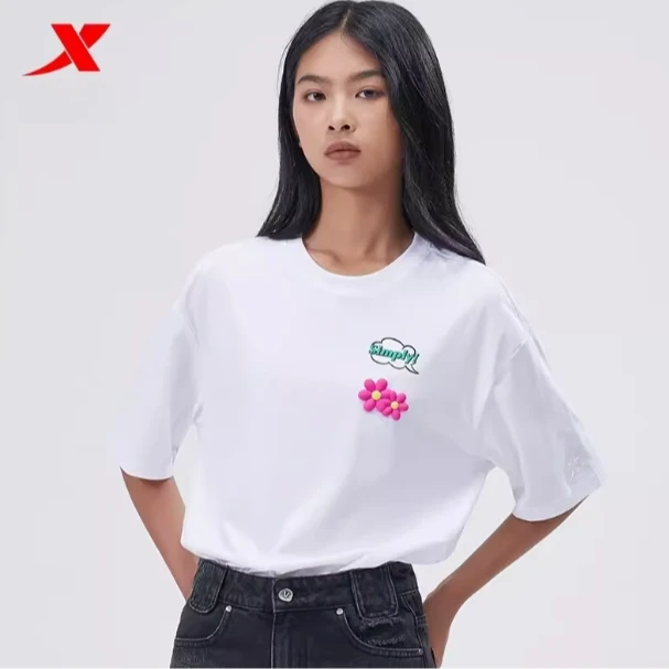 特步短袖女2024夏季新款运动T恤夏季新款宽松透气