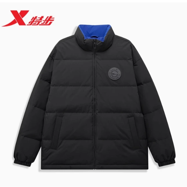 特步保暖立领羽绒服男款棉服加绒加厚外套977429190312