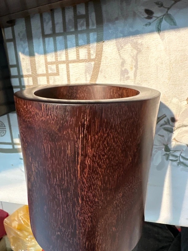 紫檀木笔筒12公分