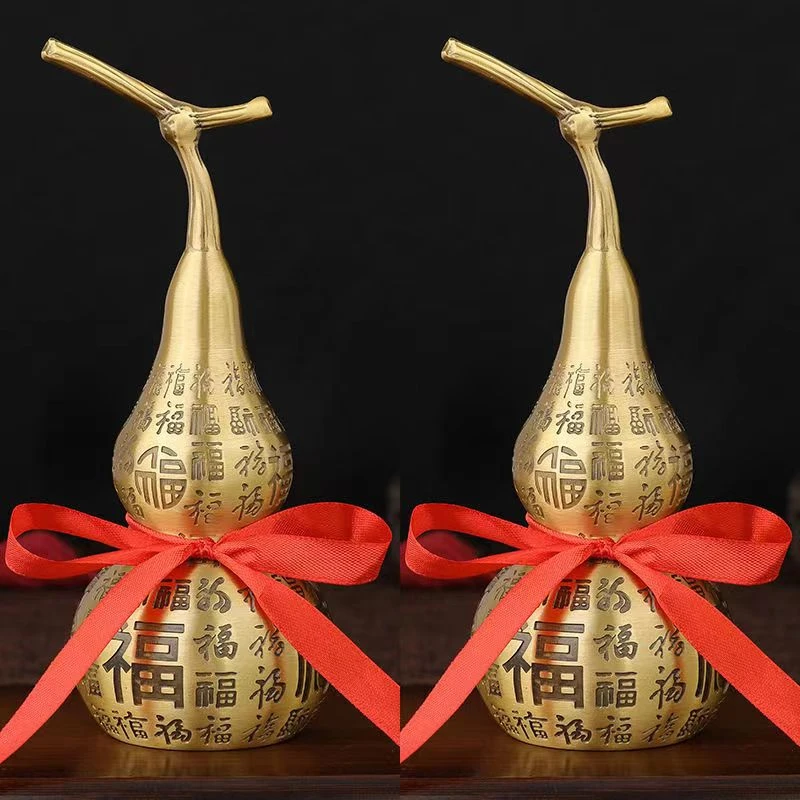 康娆【康娆工艺品】全黄铜百福葫芦摆件客厅玄关办公室精美高档摆件