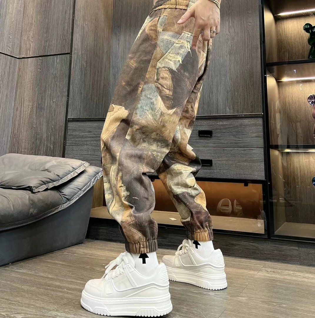 『小宇』xy-7125男士早秋国风潮流迷彩宽松休闲裤卫裤