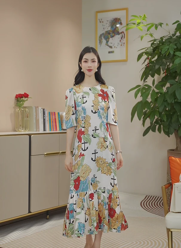【植物花卉】飞儿高档定制夏季新款显瘦休闲时尚女装连衣裙 SL24127