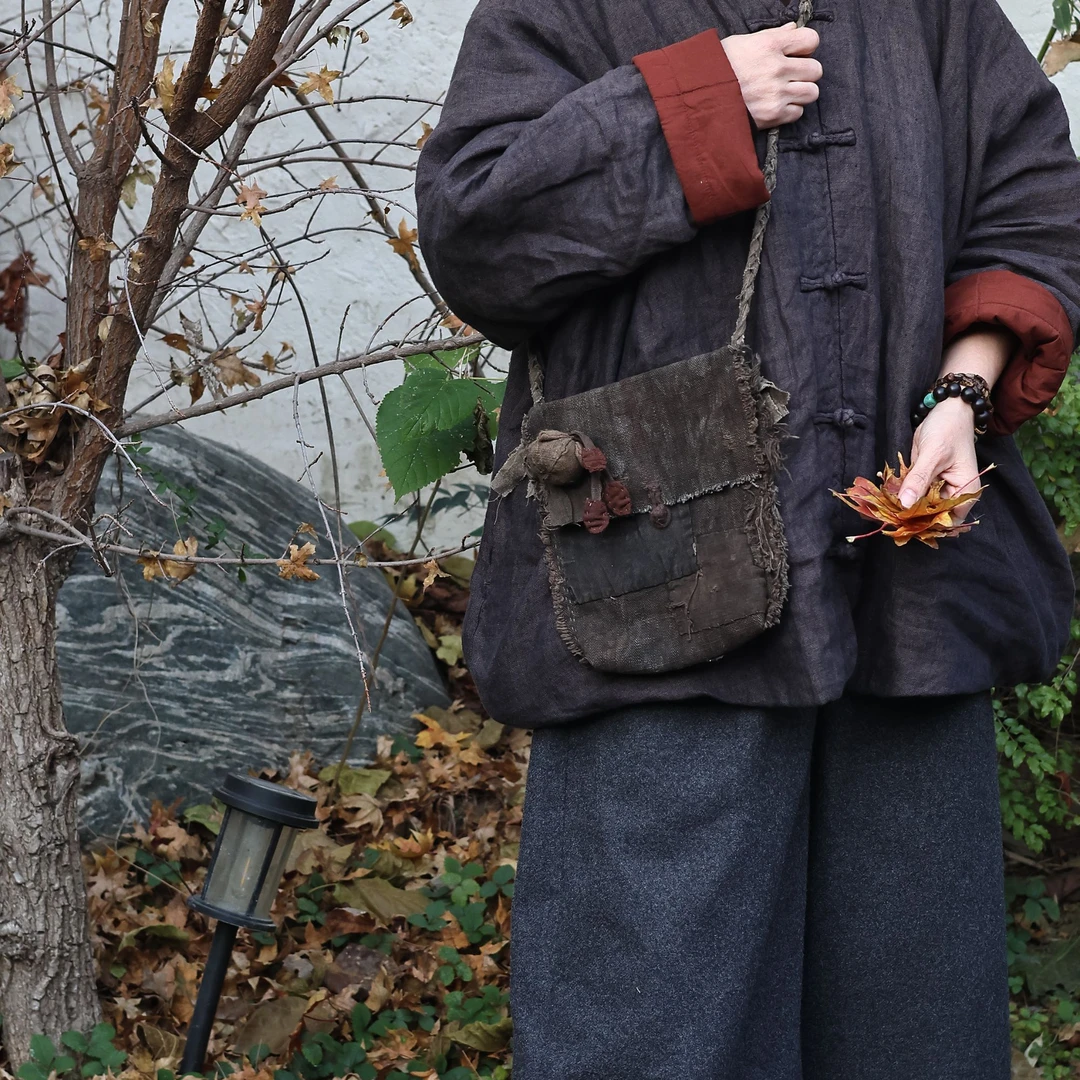 【柿间浅憩】全手工*柿柿如意系列*柿染布*挎包*茶周边