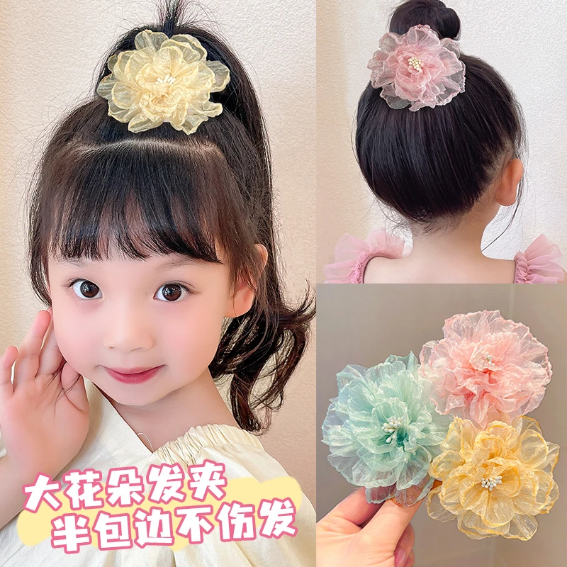 儿童发夹甜美仙女小公主头饰大花朵发卡2023新款不伤发发饰好打理