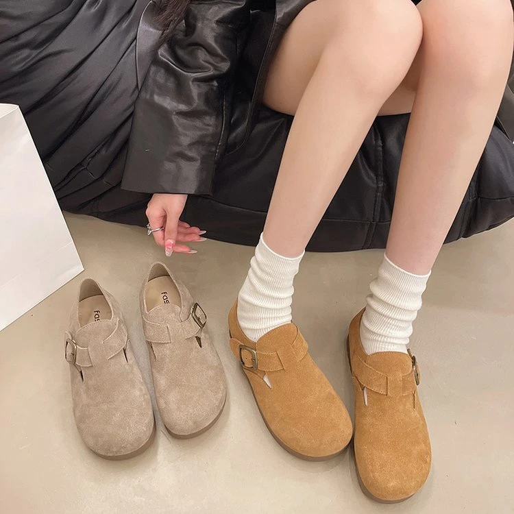 厚底勃肯鞋女2024秋季新款森系复古单鞋休闲百搭一脚蹬女鞋Z6002