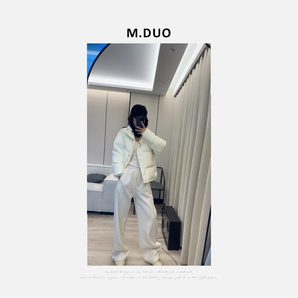 M.DUO 时尚秋冬经典抽绳休闲宽松白色爆款卫裤2157