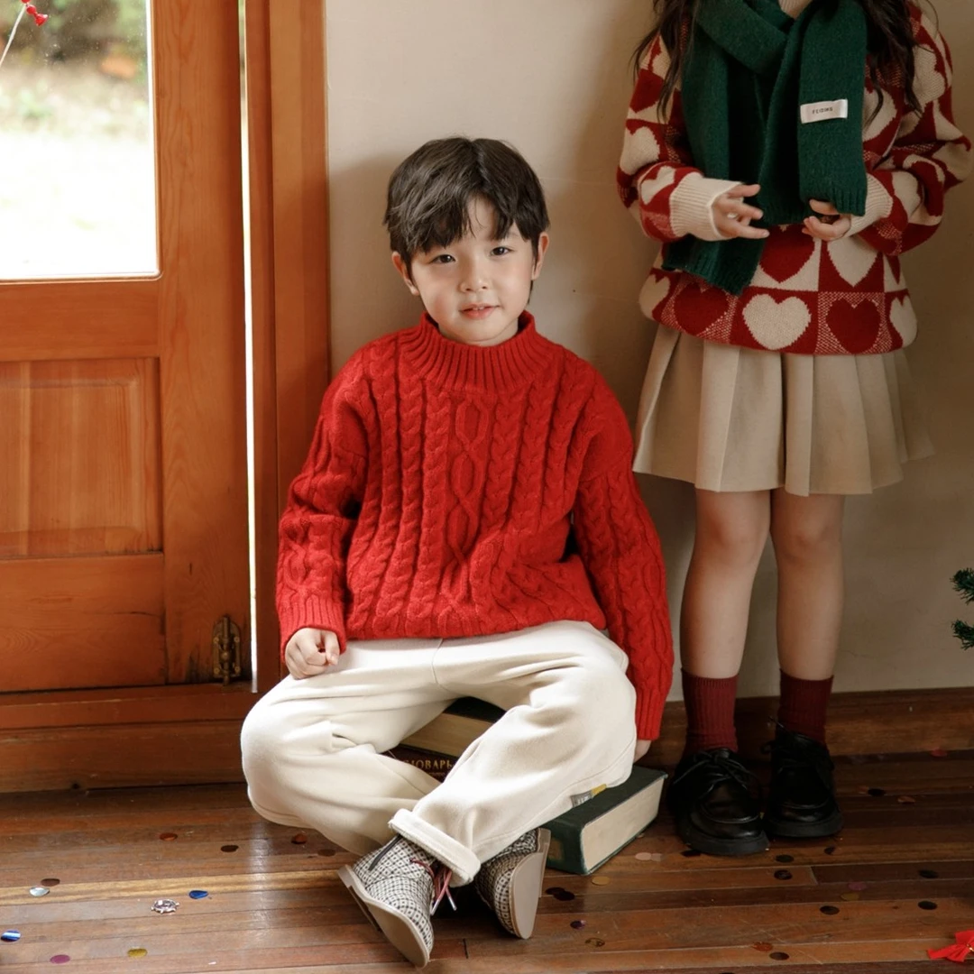 秋冬装纯色新款儿童内搭宝宝洋气儿童套头毛衣女童针织衫