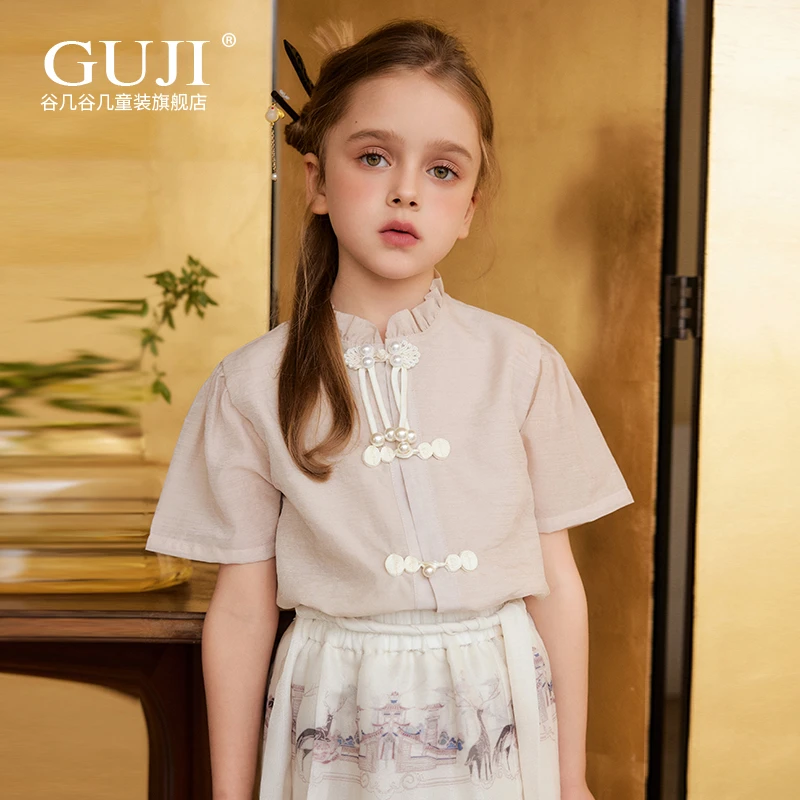 女童国风衬衫夏装新款儿童短袖衬衣新中式小女孩衣服宝宝汉服