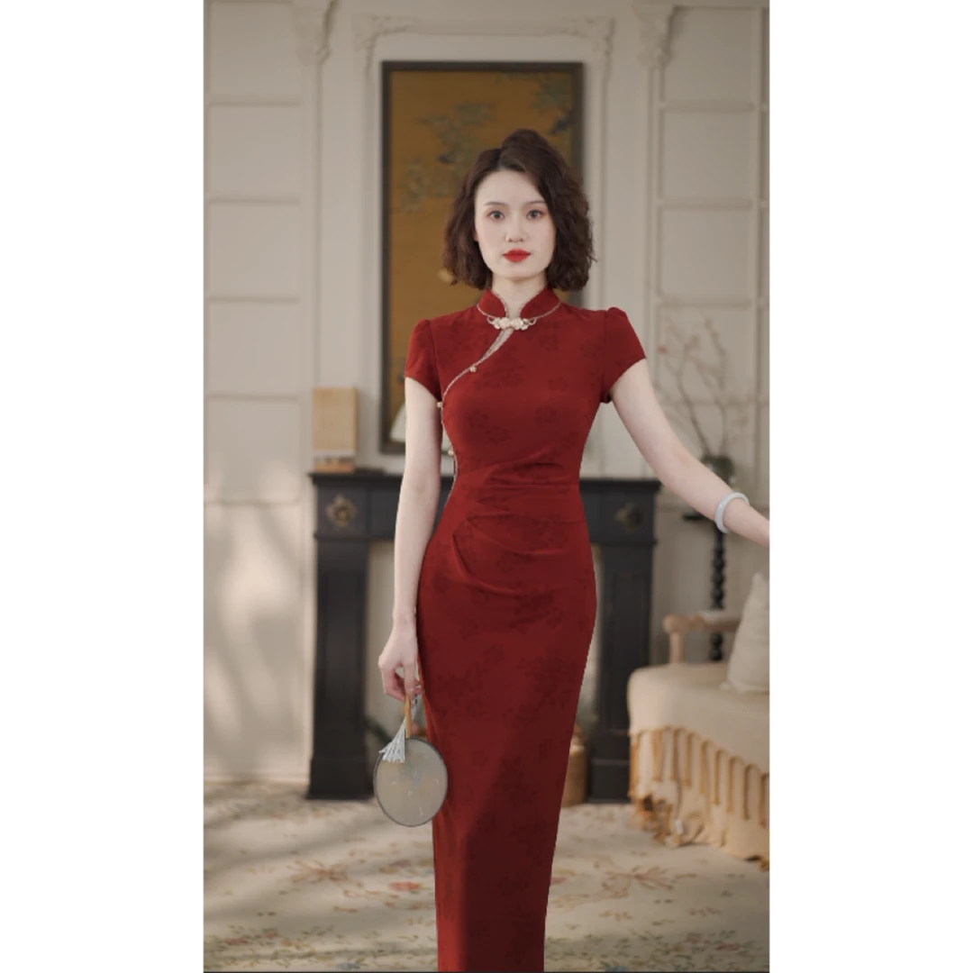 彩彩家【四季予你】夏季爆款修身复古显瘦气质遮肉女装改良旗袍