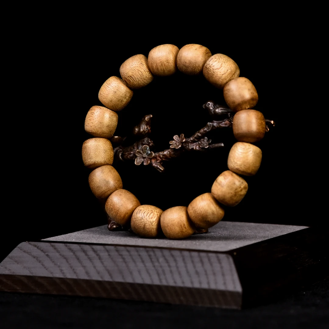 新品天然野西马沉香14mm规格单圈手串14颗鼓珠多样发其一（12g)